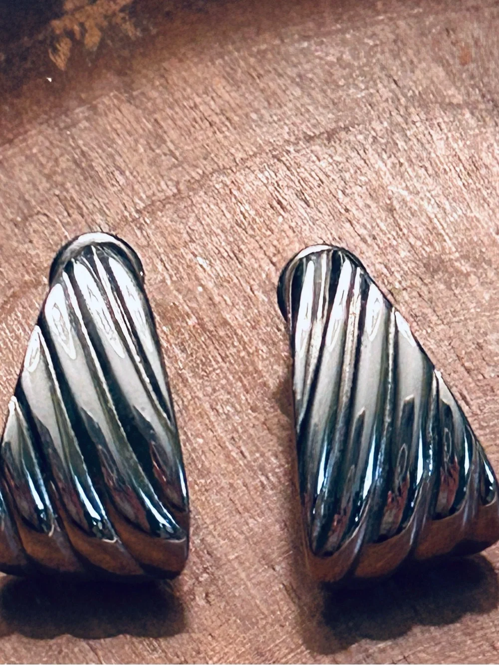 Monet Silver-Tone Ribbed Earrings